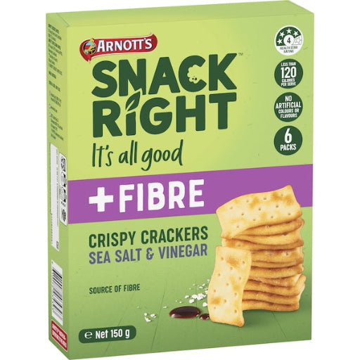 ARNOTTS SNACK RIGHT SALT & VINEGAR 150G