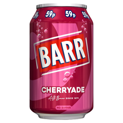 Barr Cherryade can on a white background