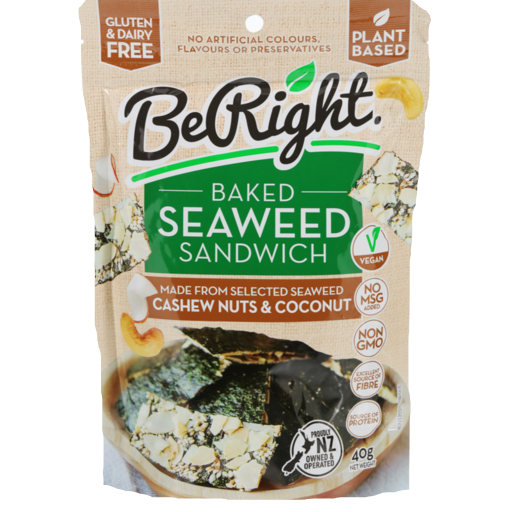 BE RIGHT BAKED SEAWEED SANDWICH CASHEW & COCONUT 40G