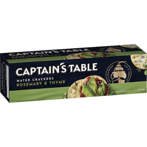 CAPTAINS TABLE WATER CRACKERS ROSEMARY AND THYME 125G