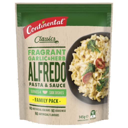 CONTINENTAL PASTA & SAUCE ALFREDO GARLIC & HERB 145G