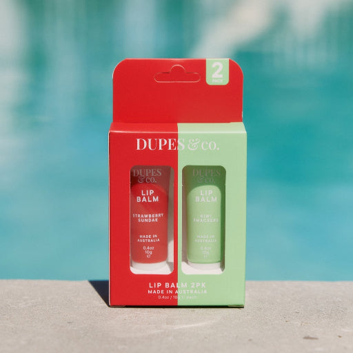 DUPES & CO LIP BALM STRAWBERRY/KIWI 2PK