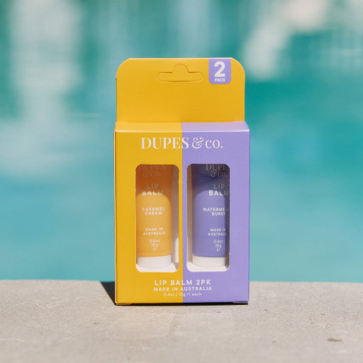 DUPES & CO LIP BALM CARMEL/WATERMELON 2PK