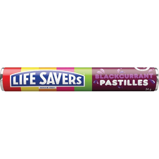 LIFESAVERS SOUR BLACKCURRANT FRUIT PASTILLES 34G