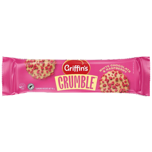 GRIFFINS CRUMBLE WHITE CHOC RASPBERRY 165G
