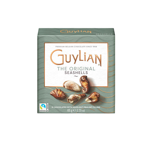 Guylian chocolate packaging with seashell design on a white background