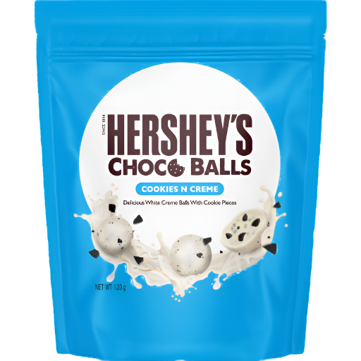 Hershey's Choco Balls Cookies N Creme packaging on a white background