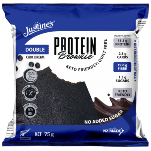 JUSTINES DOUBLE CHOC DREAM PROTEIN BROWNIE 75G