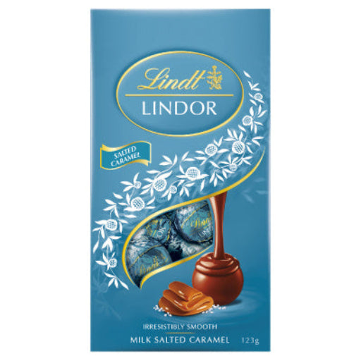 LINDT LINDOR BAG SALTED CARAMEL 123G