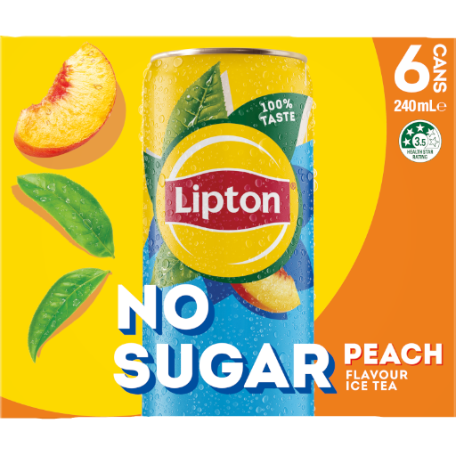 LIPTON ICE TEA NO SUGAR PEACH 240ML 6PK