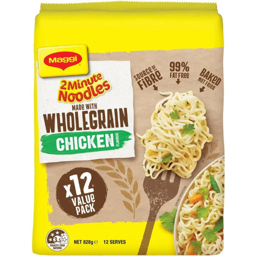 MAGGI 2-MIN WHOLEGRAIN CHICKEN NOODLES 12PK 864G