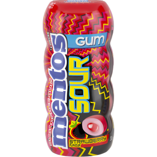 MENTOS SOUR GUM STRAWBERRY BOTTLE 30G
