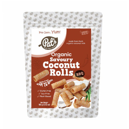 PATS ORGANIC COCONUT ROLLS BBQ 100G