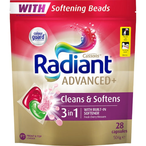 RADIANT FABRIC CLEANS & SOFTEN CAPSULES 28 504G
