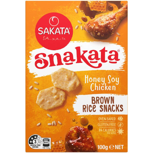 SNAKATA BROWN RICE CRACKERS HONEY SOY CHICKEN 100G