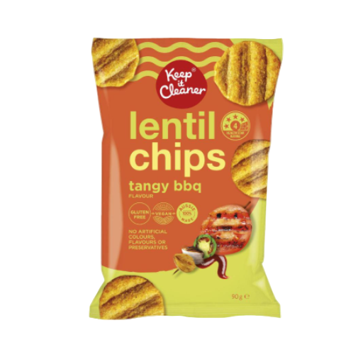 KEEP IT CLEANER LENTIL CHIPS TANGY BBQ 90G