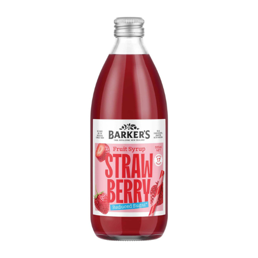 BARKER'S SODA SYRUP STRAWBERRY REDUCED SUGAR 500ML