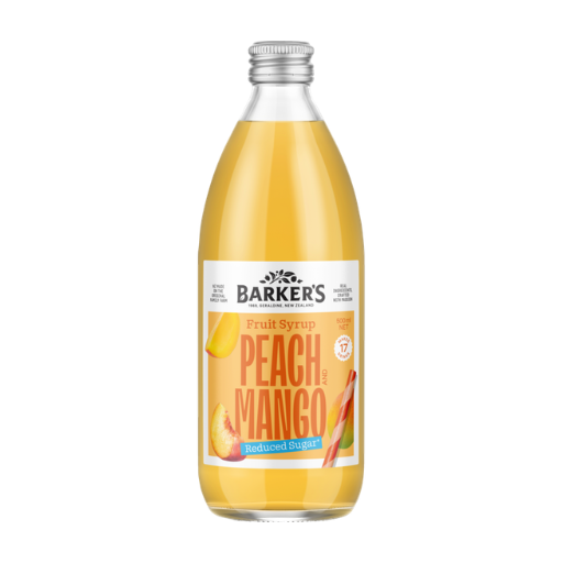 BARKER'S SODA SYRUP PEACH & MANGO REDUCED SUGAR 500ML