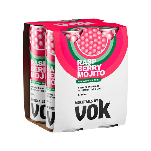 VOK MOCKTAIL RASPBERRY MOJITO NON ALC 4PK 250ML