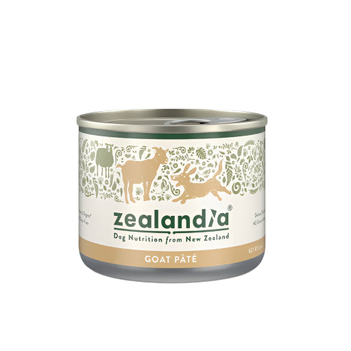 Zealandia goat pate can for dogs on a white background