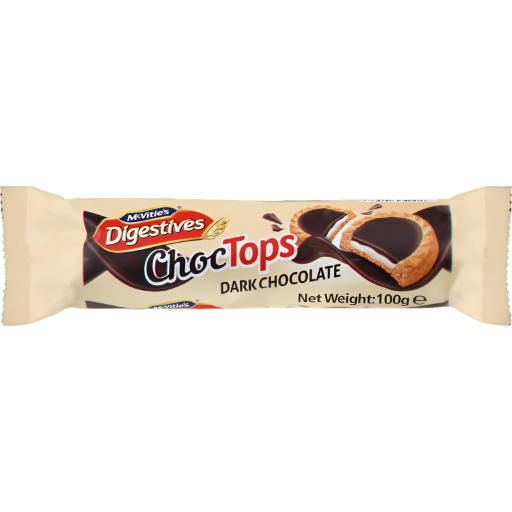 MCVITIES DIGESTIVES CHOCTOPS DARK CHOCOLATE 100G