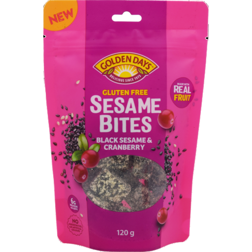 GOLDEN DAYS SESAME BITES BLK SESAME & CRANBERRY 120G