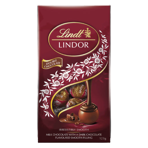 LINDT LINDOR DOUBLE CHOC BAGS 123G