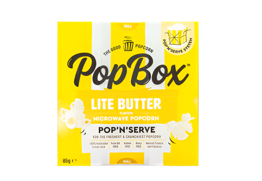 POPBOX MICROWAVE POPCORN LITE BUTTER 85G