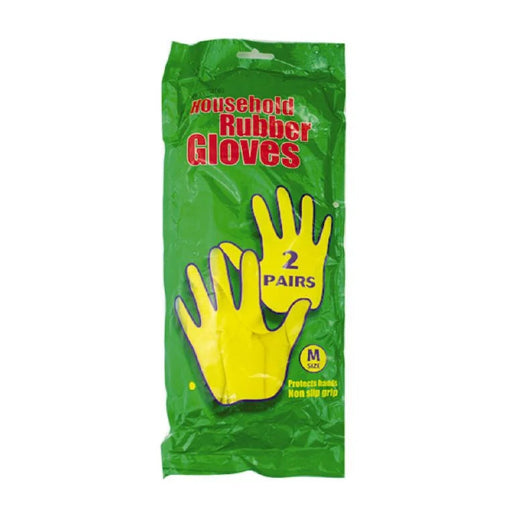 MAX CARE HOUSEHOLD RUBBER GLOVES YELLOW 2PK