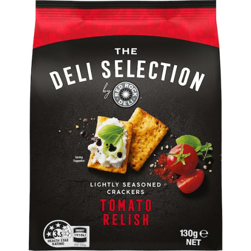 RED ROCK DELI TOMATO RELISH CRACKERS 130G